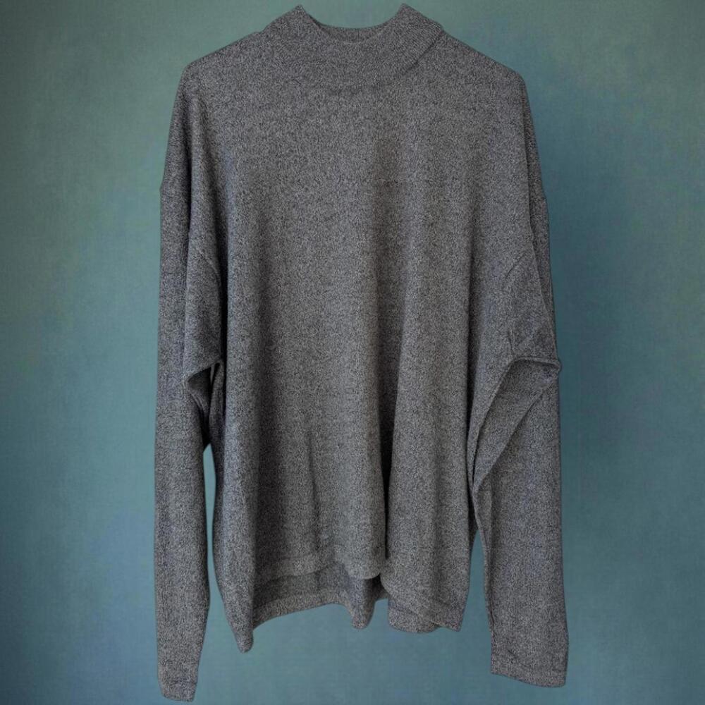 Roberto Villini Collezione Italy Vintage Men 2XL Mock Gray Merino Wool Sweater